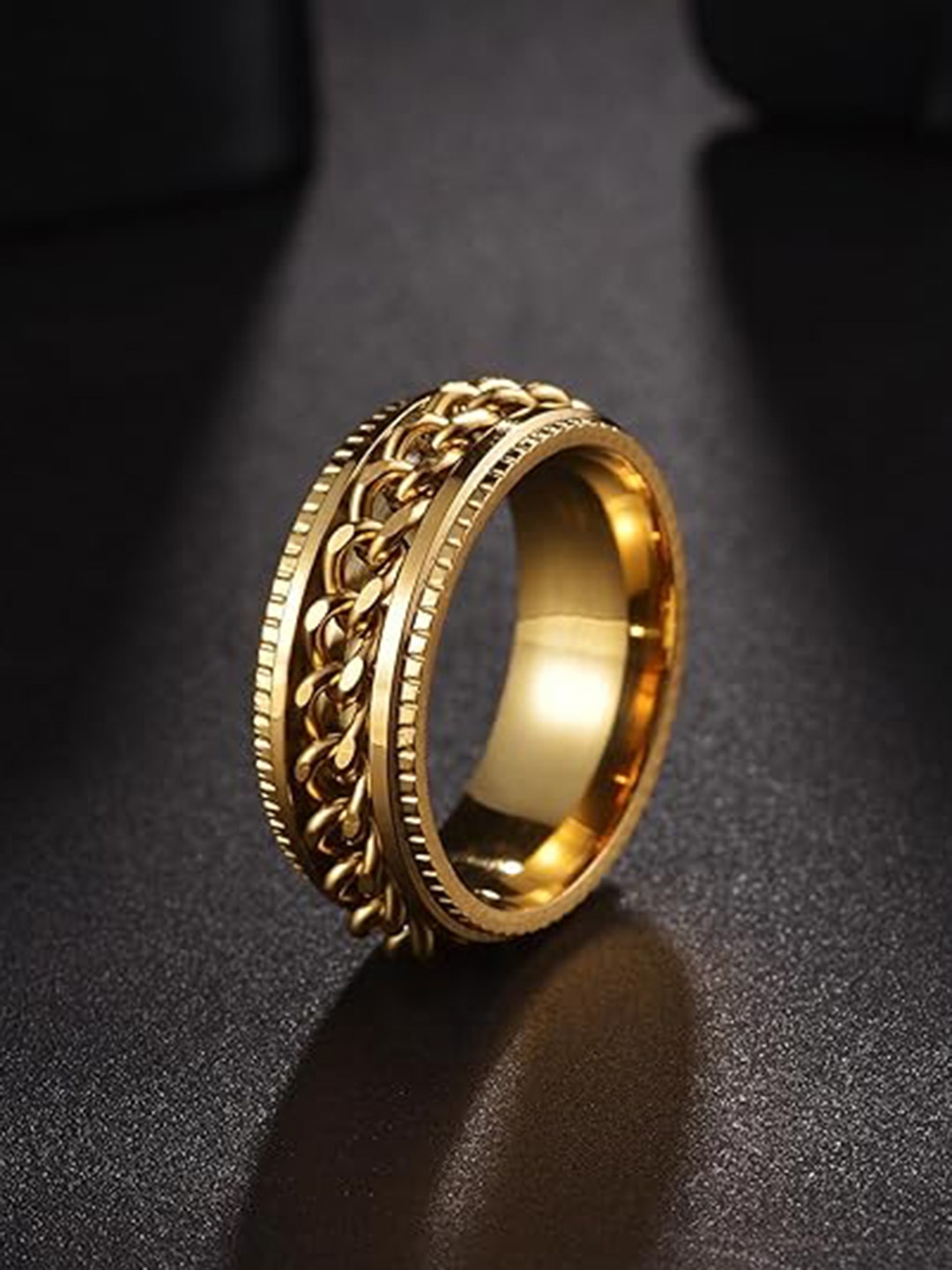 

MEENAZ Men Silver Plated Finger Ring, Gold