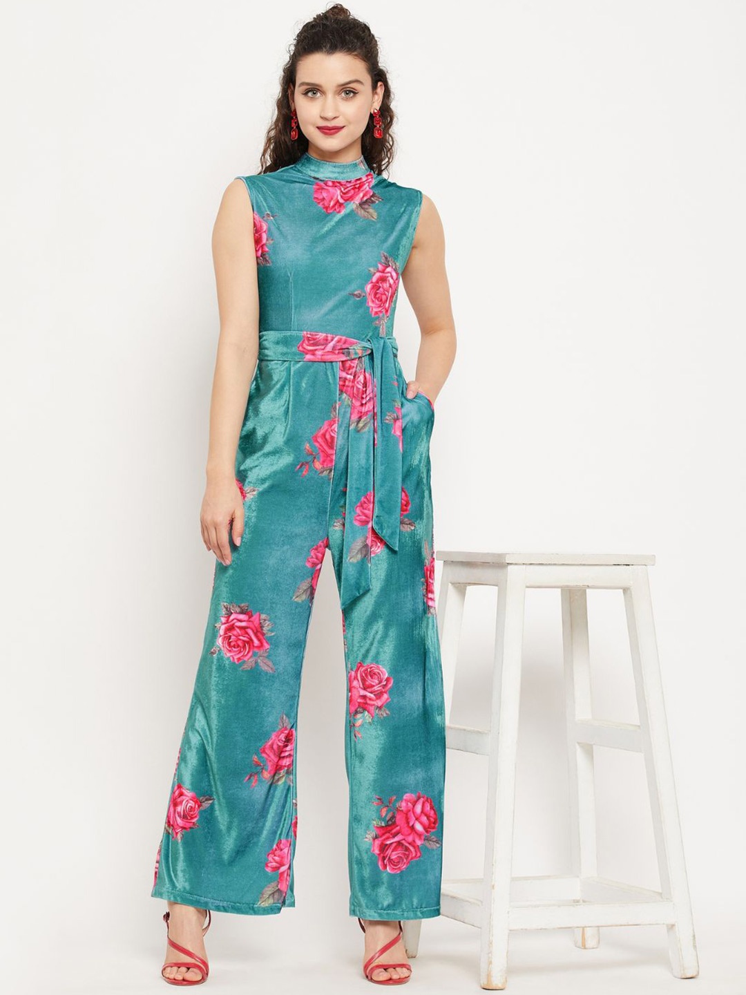 

Uptownie Stretchable Velvet Jumpsuit, Blue