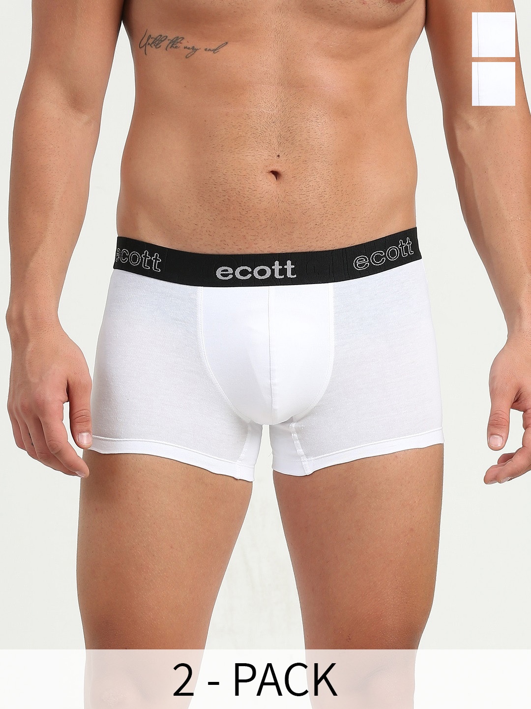 

ecott Pack Of 2 Cotton Breathability Trunks ECT#1UFBXR_2WW_S, White