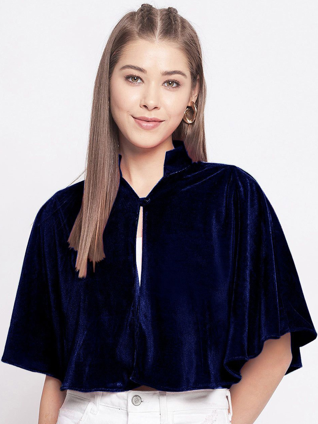 

Uptownie Stretchable Velvet Cape, Navy blue