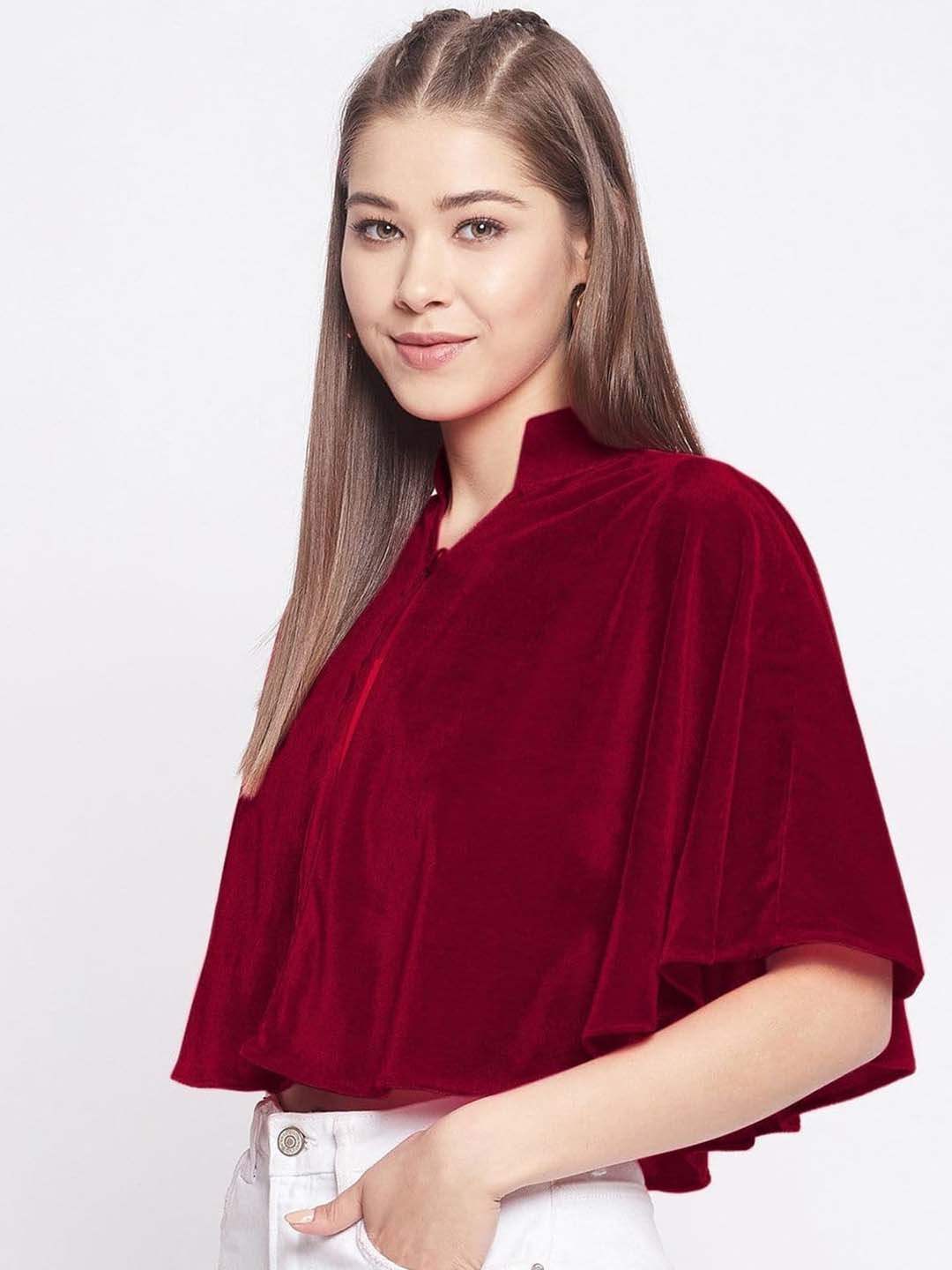 

Uptownie Stretchable Velvet Cape, Maroon