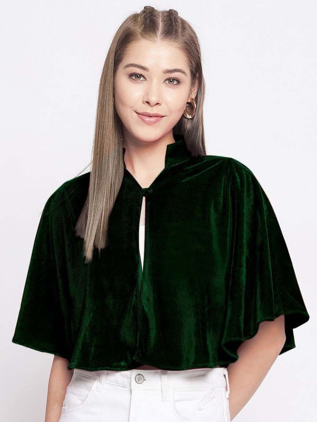 

Uptownie Stretchable Velvet Cape, Green