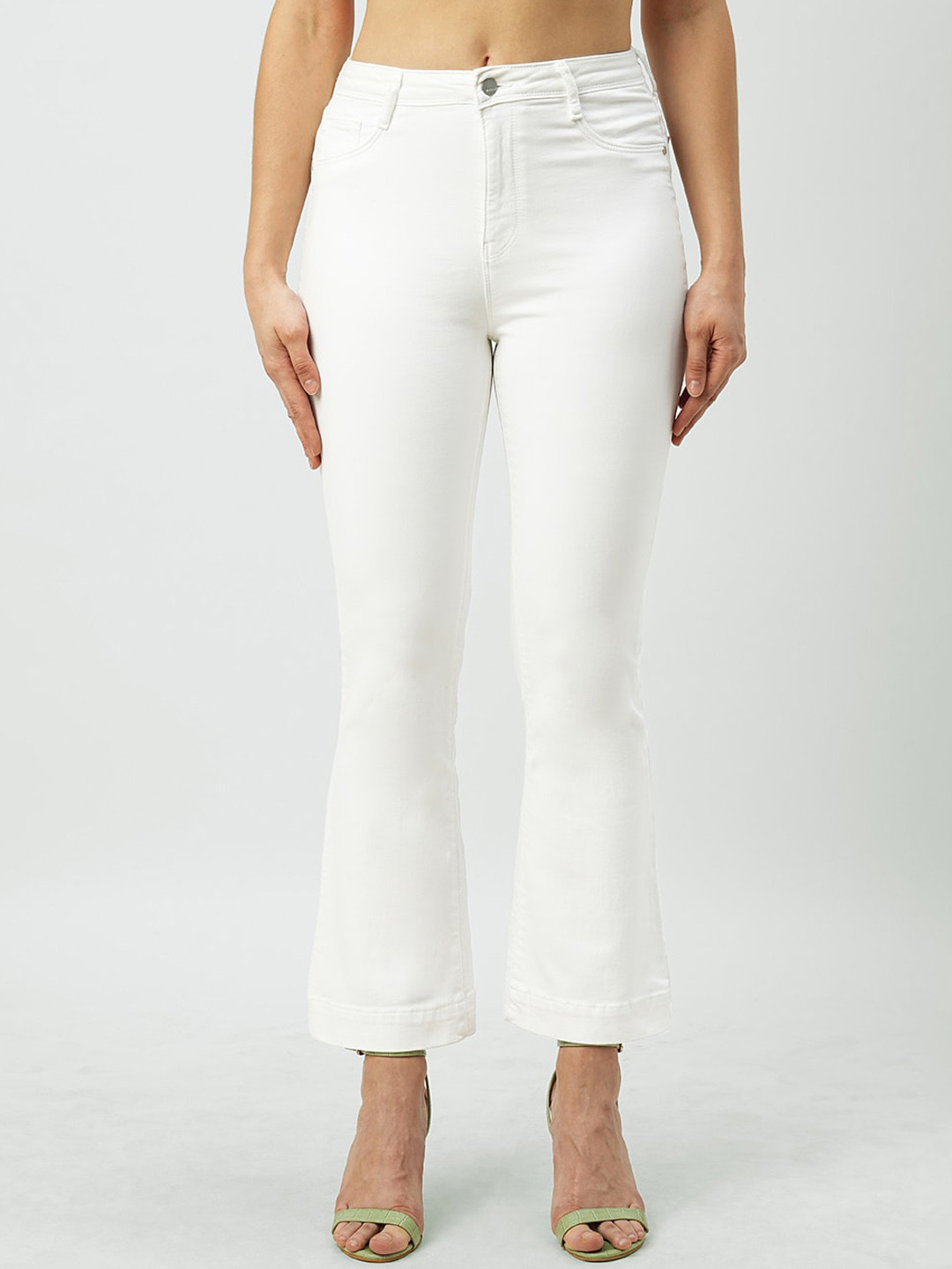 

Kraus Jeans Women Flared Clean Look High-Rise Stretchable Jeans, White