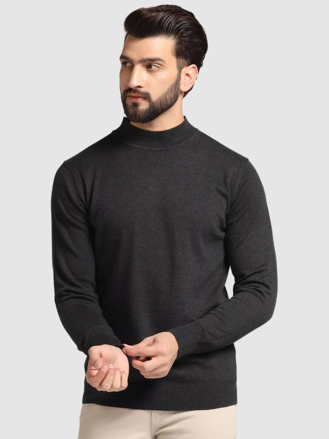 

Blackberrys High Neck Cotton Pullover, Charcoal