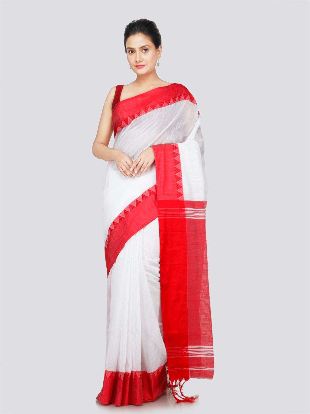 

PinkLoom Floral Pure Cotton Saree, White