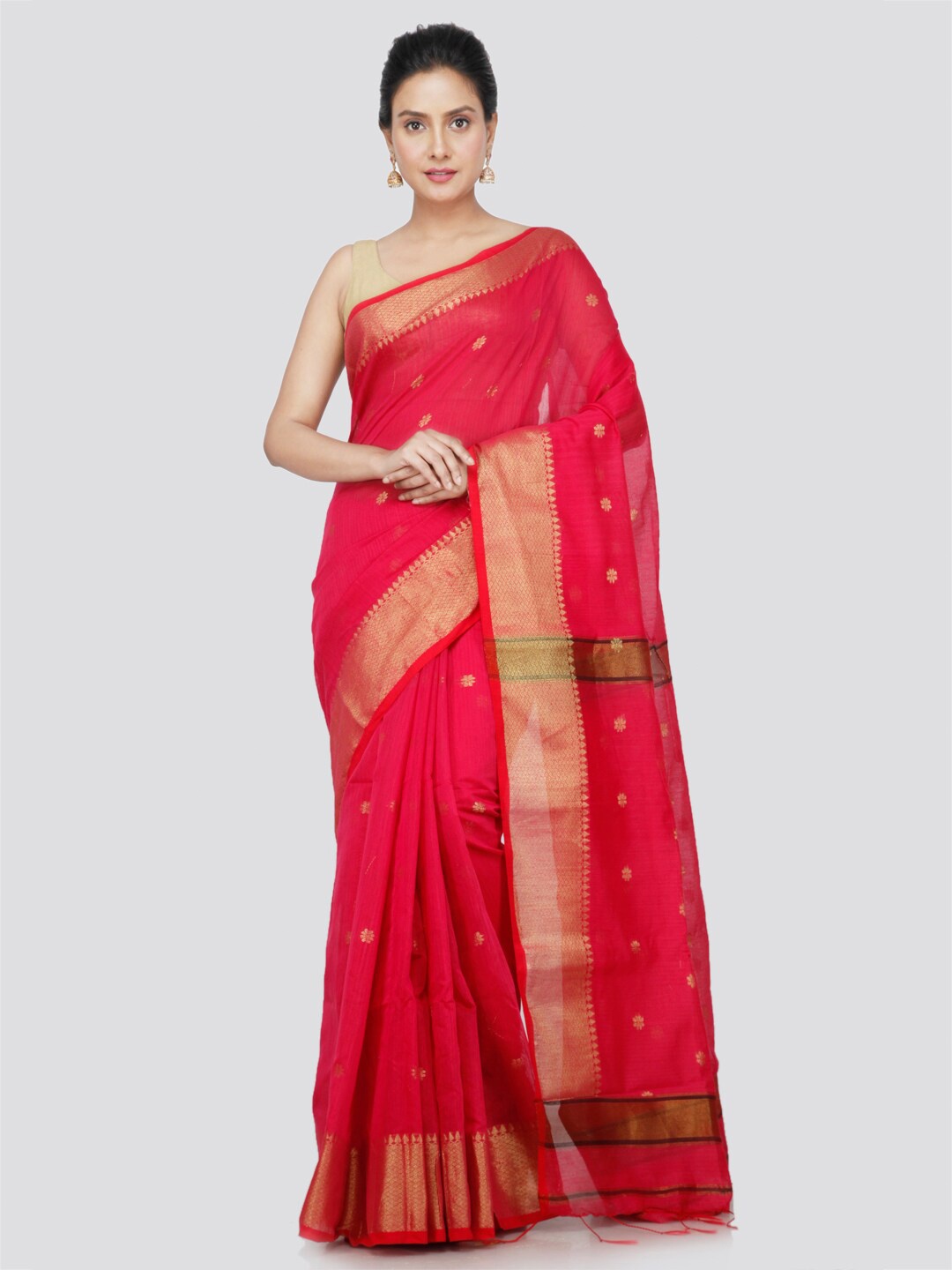 

PinkLoom Woven Design Saree, Pink
