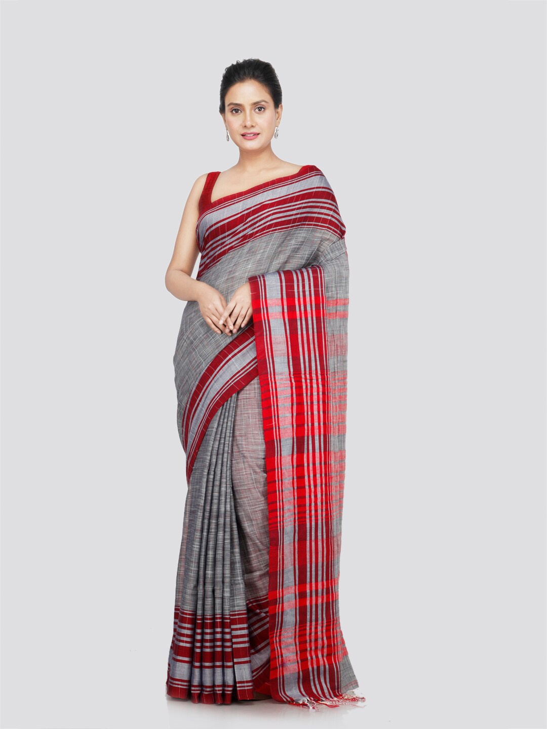 

PinkLoom Floral Pure Cotton Saree, Grey