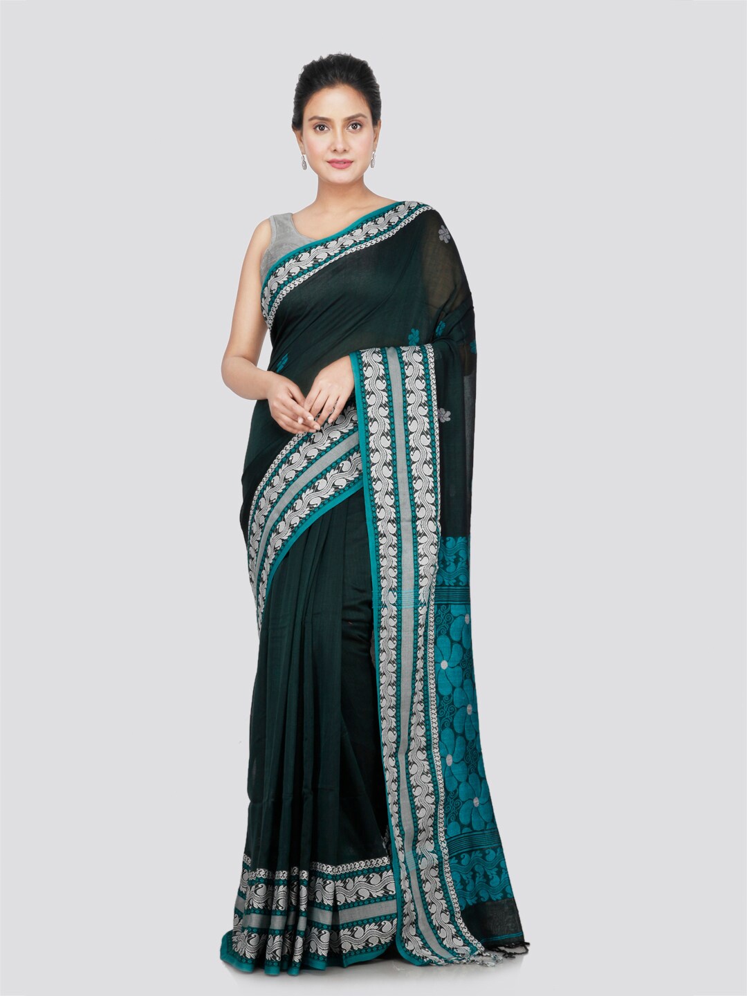 

PinkLoom Woven Design Pure Cotton Saree, Green