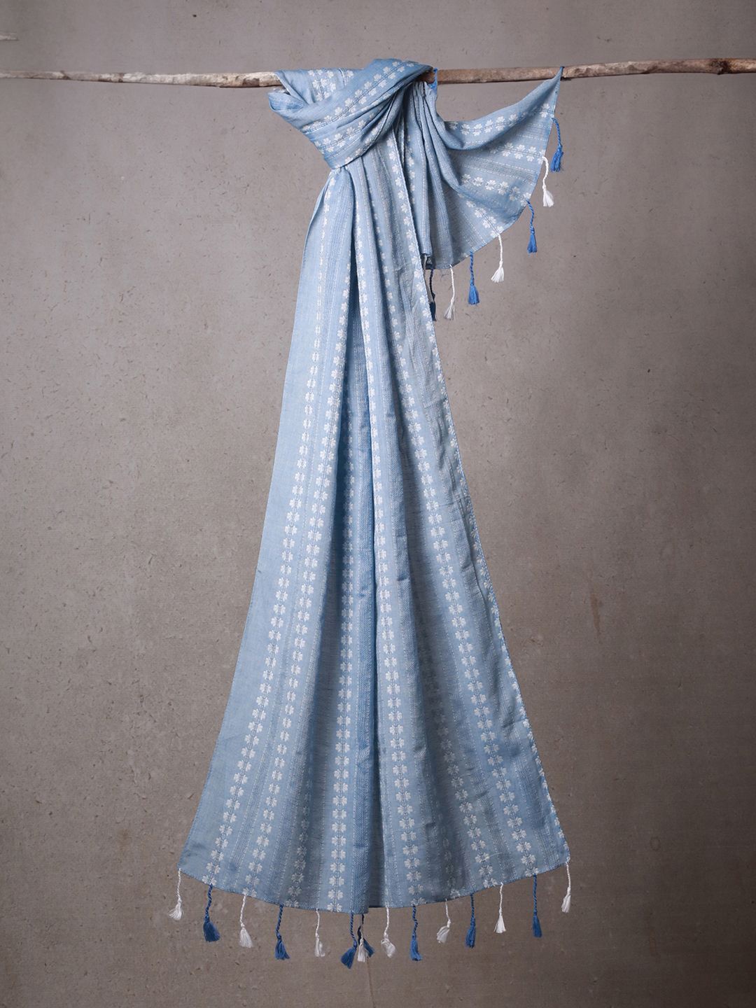 

CrossKulture Women Embroidered Cotton Scarf, Blue