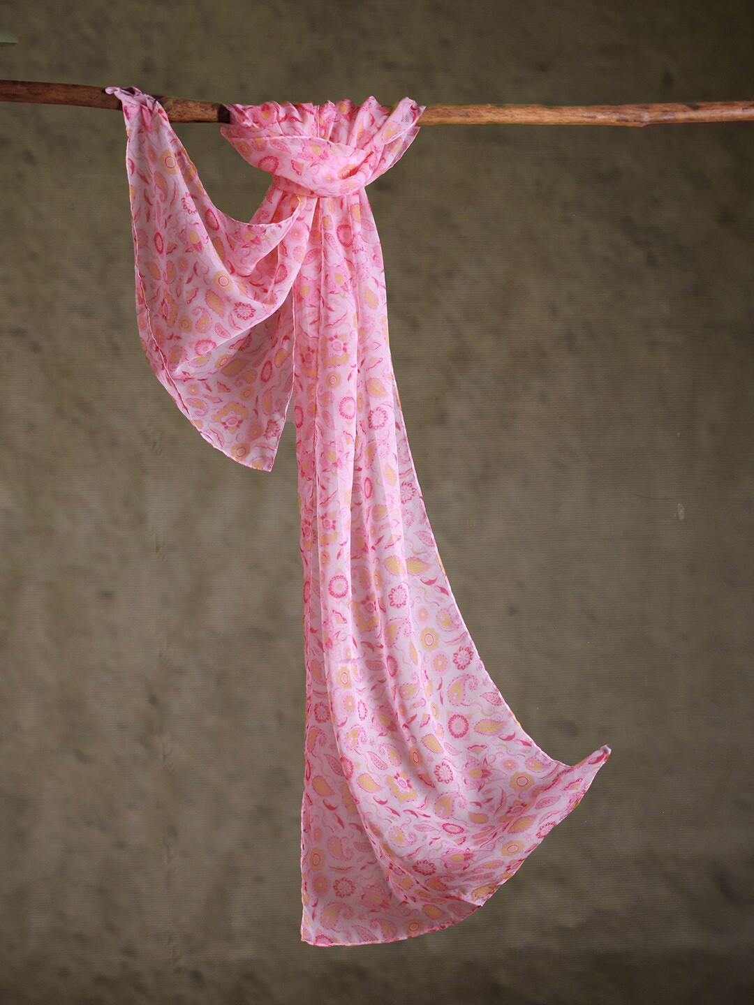 

CrossKulture Women Ethnic Motifs Printed Chiffon Scarf, Pink