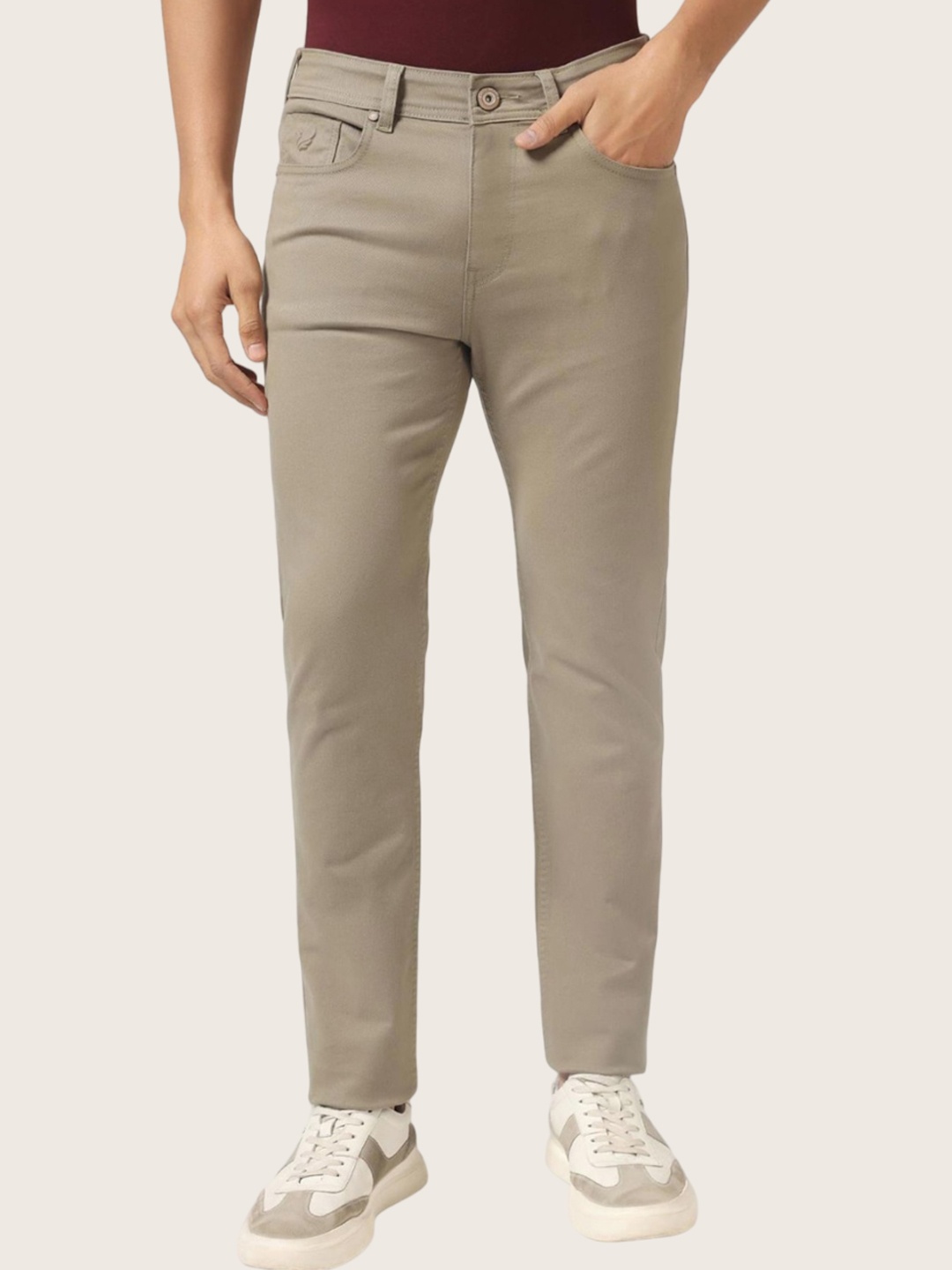 

Blackberrys Men Jean Slim Fit Low-Rise Clean Look Cropped Jeans, Olive