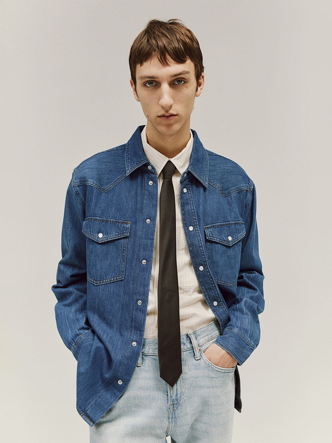 

H&M Pure Cotton Regular Fit Denim Shirt, Blue