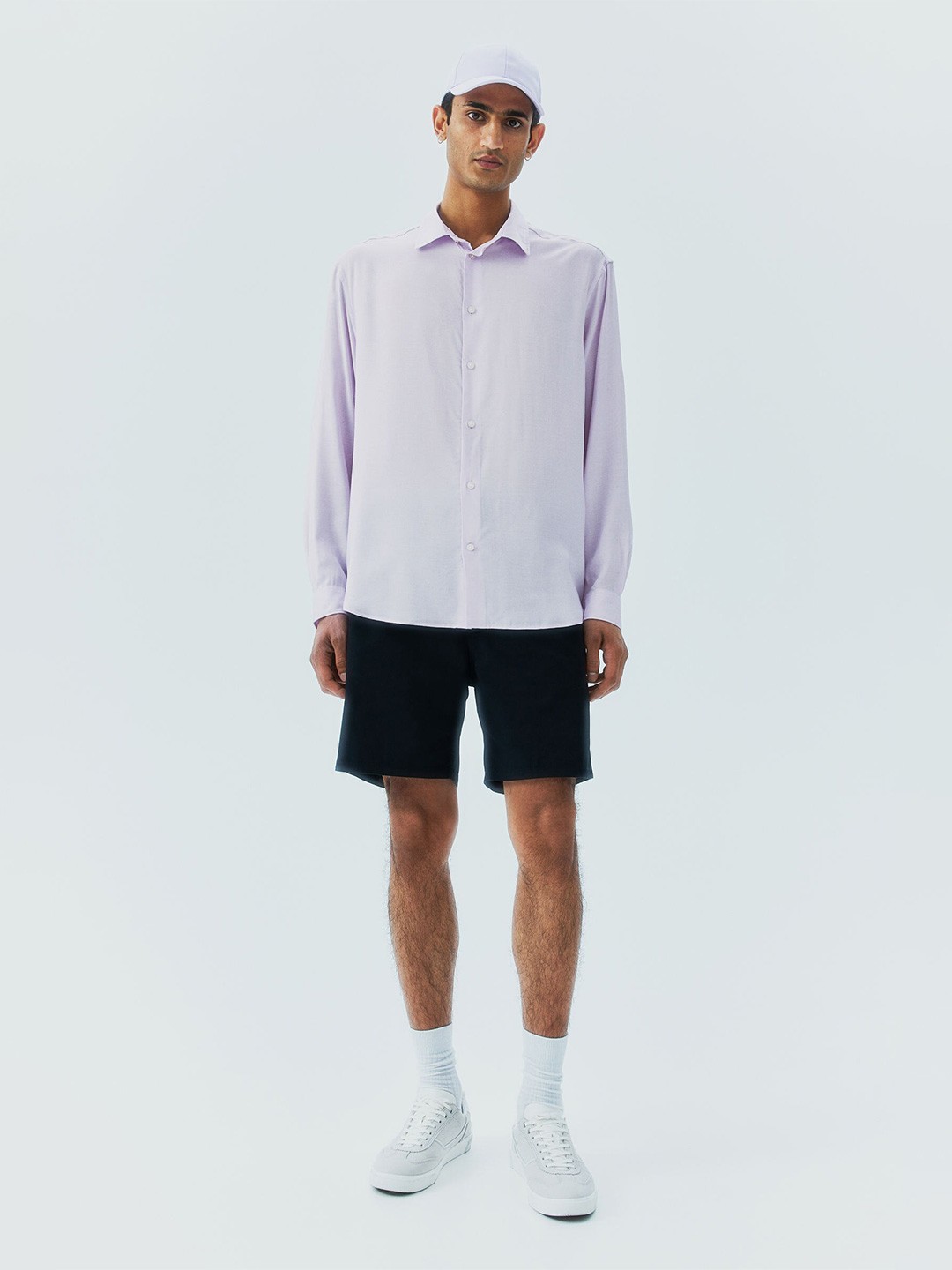 

H&M Loose Fit Patterned Lyocell Shirt, Purple