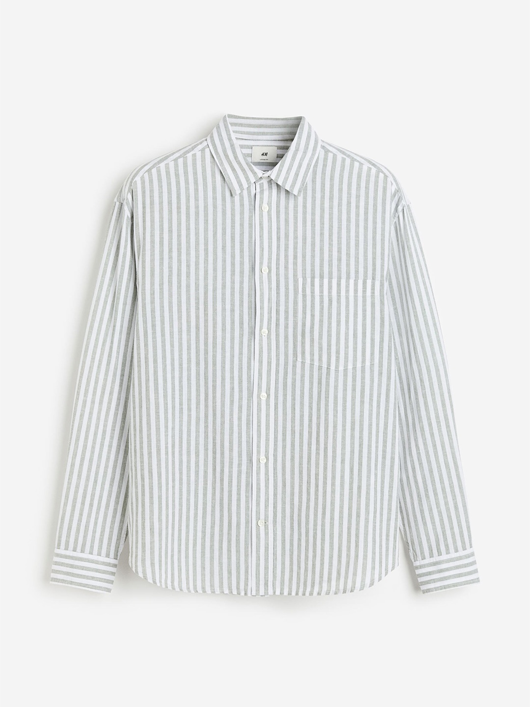 

H&M Men Relaxed-Fit Linen-Blend Shirt, Green
