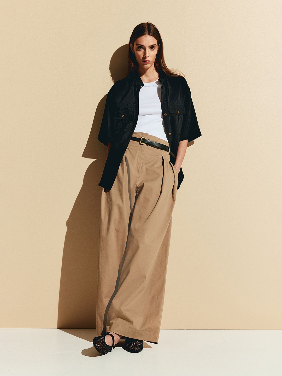 

H&M Modal-Blend Utility Shirt, Black