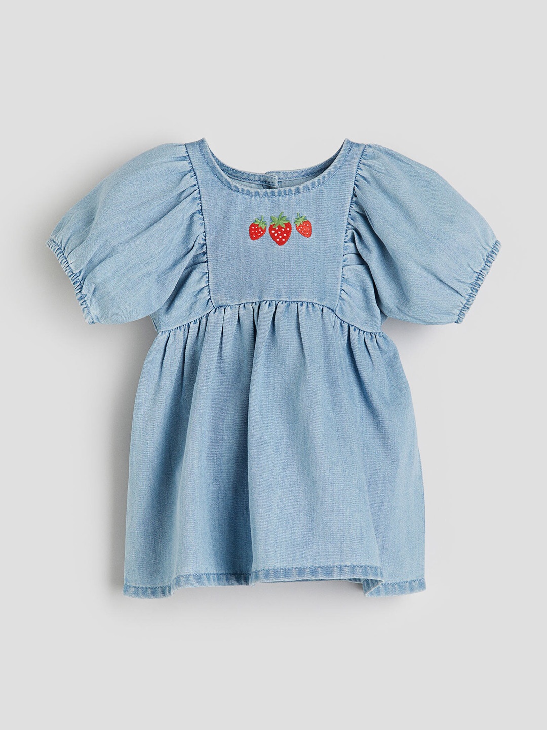 

H&M Girls Embroidered-Motif Denim Dress, Blue
