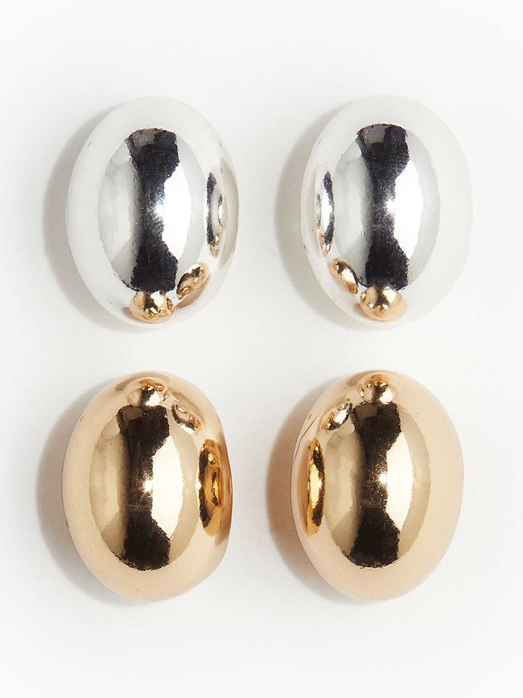 

H&M 2 Pairs Wide Earrings, Gold