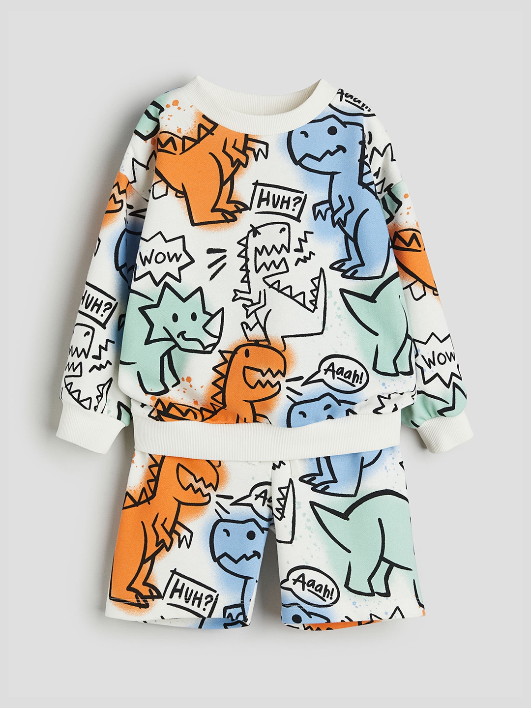 

H&M Boys 2-Piece Printed Sweatshirt Set, White