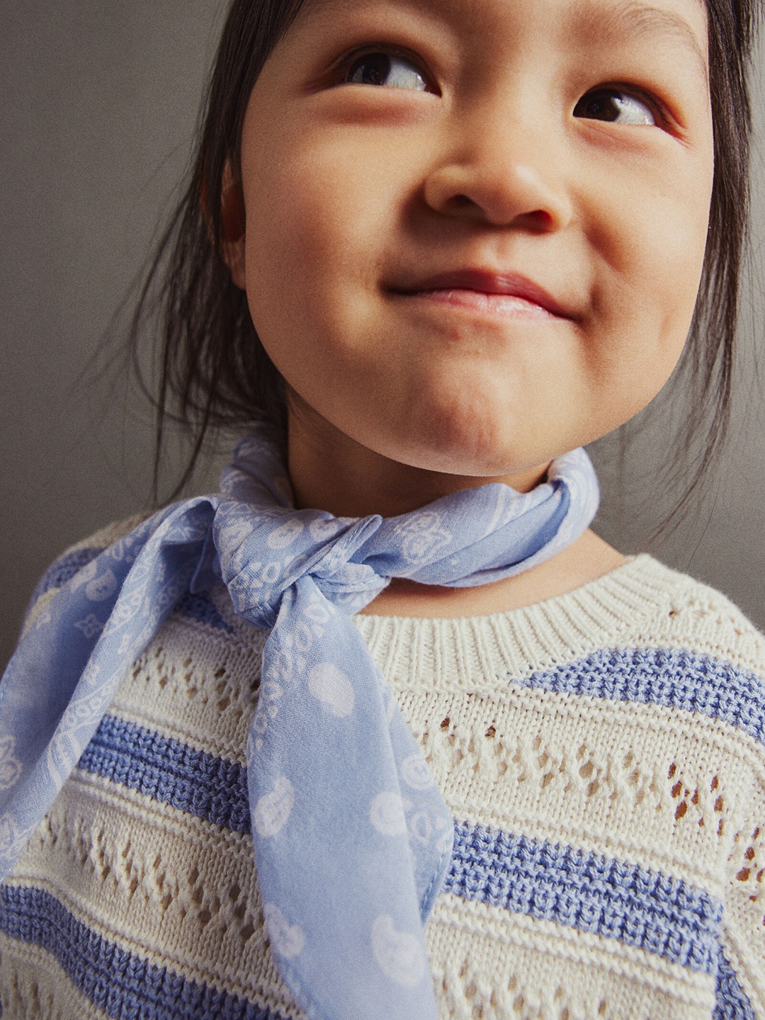 

H&M Girls Patterned Cotton Scarf, Blue
