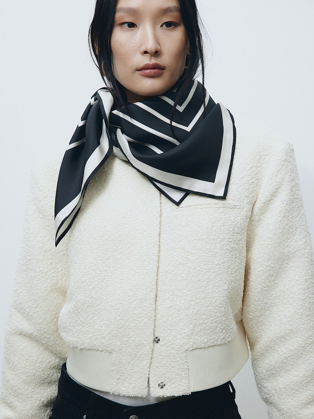 

H&M Printed Silk Scarf, Black