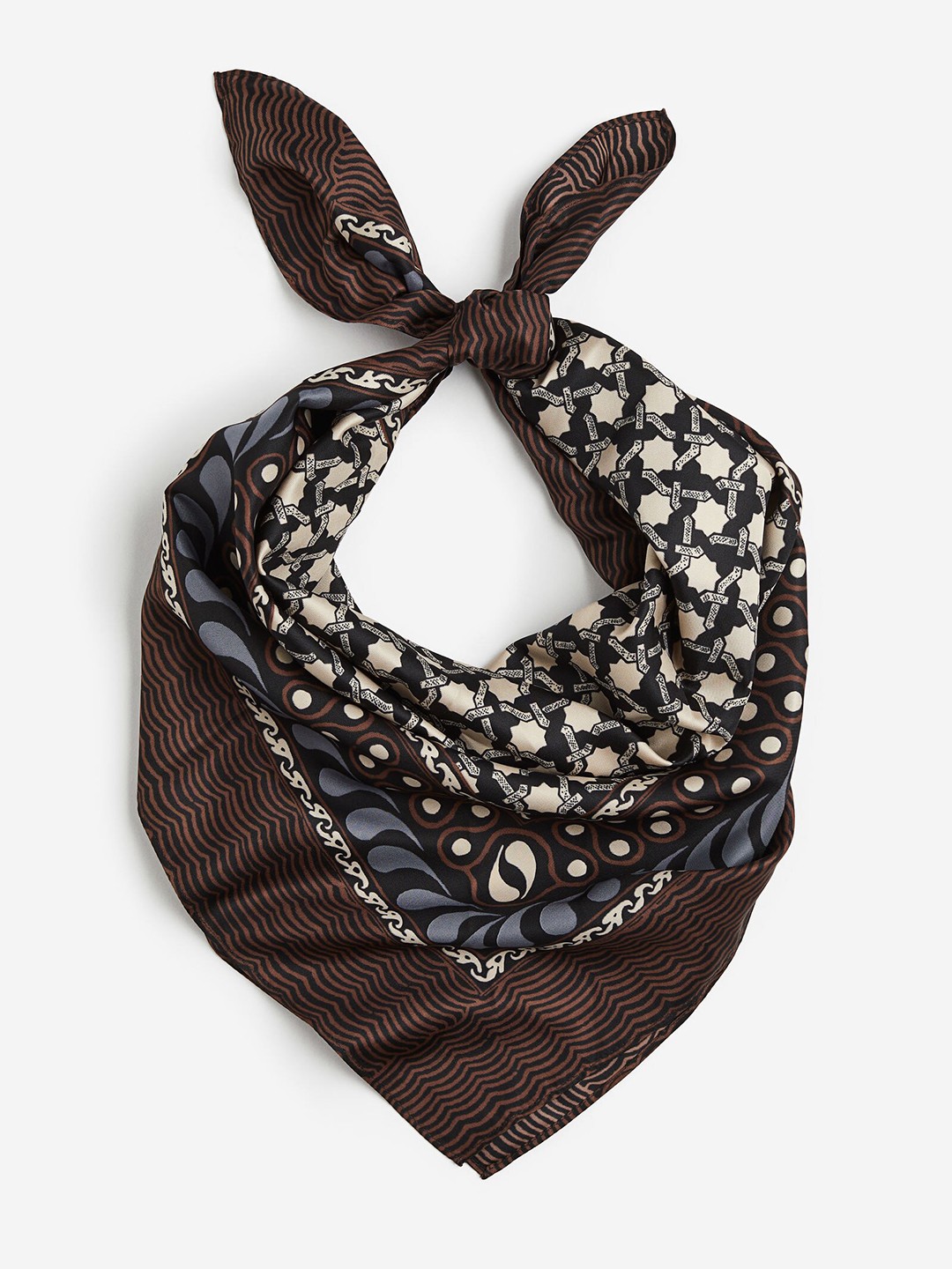 

H&M Men Patterned Satin Scarf, Brown