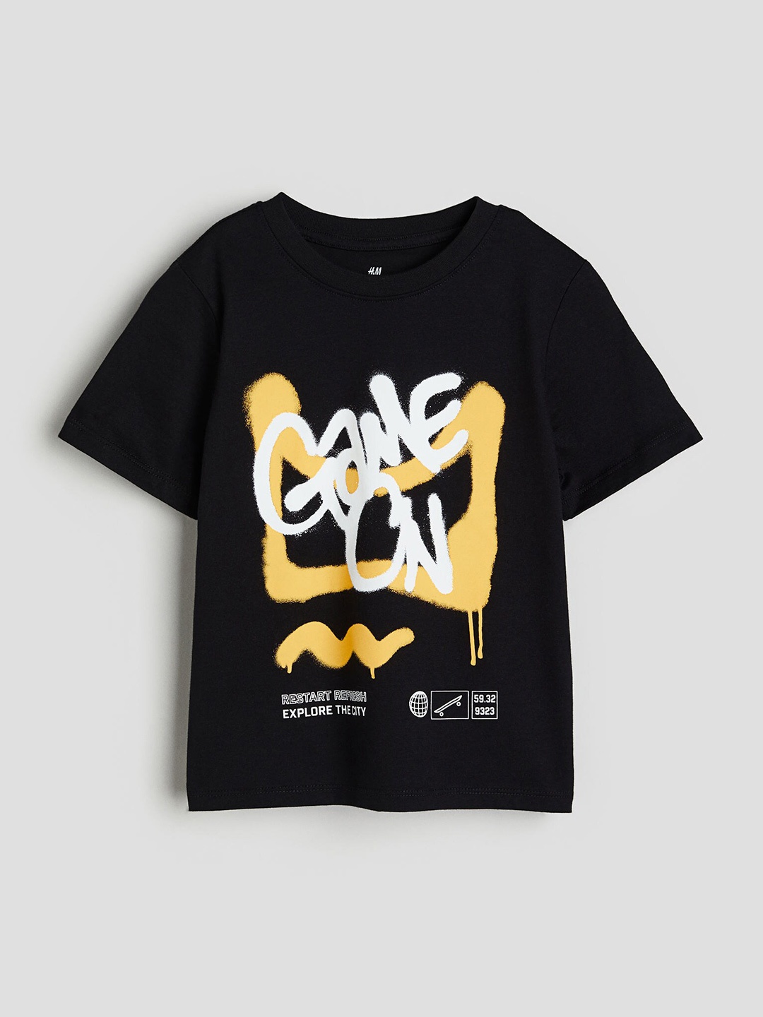 

H&M Boys Pure Cotton Printed T-Shirt, Black