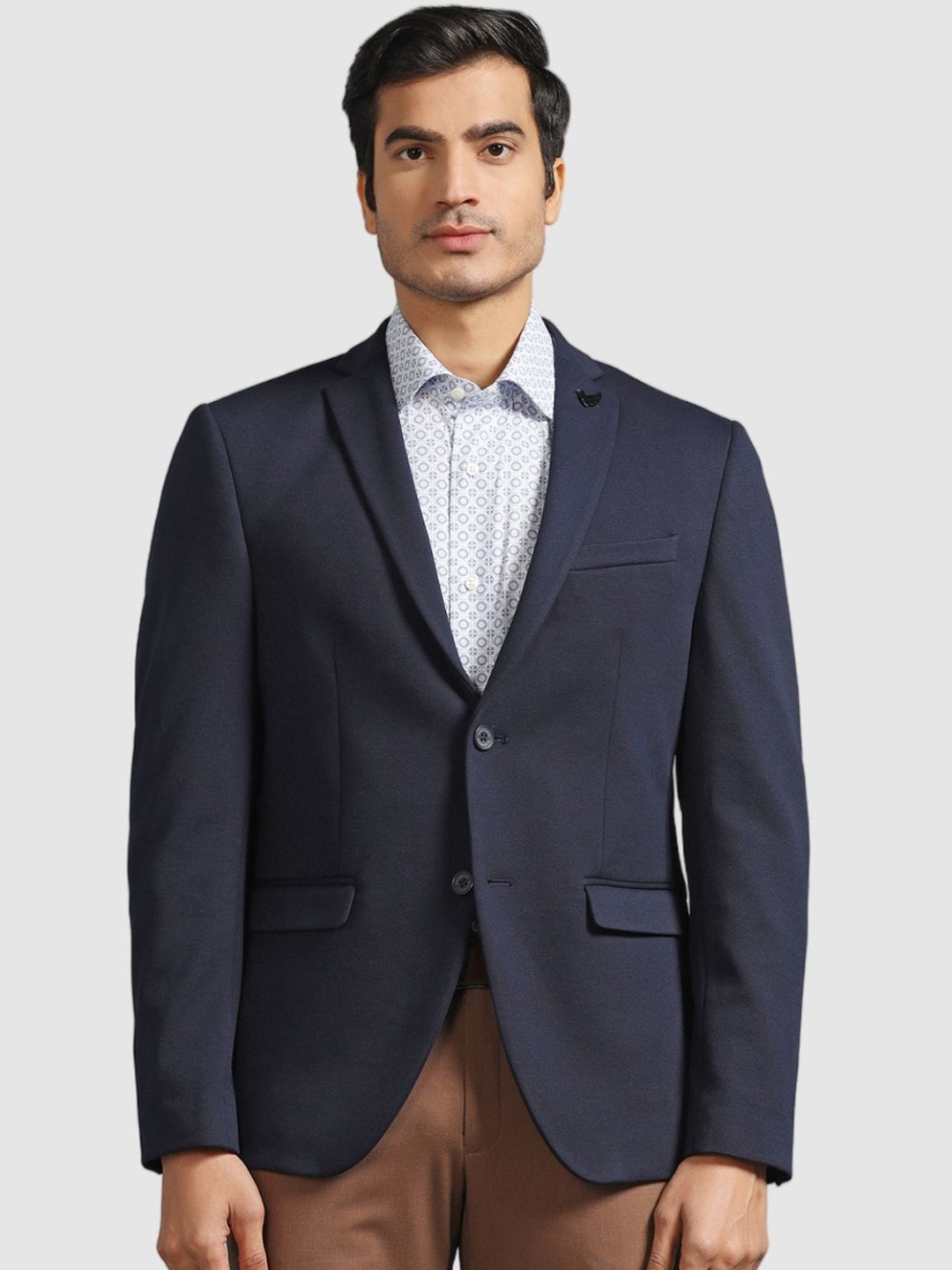 

Blackberrys Shawl Collar Long Sleeves Slim-Fit Single-Breasted Blazer, Navy blue