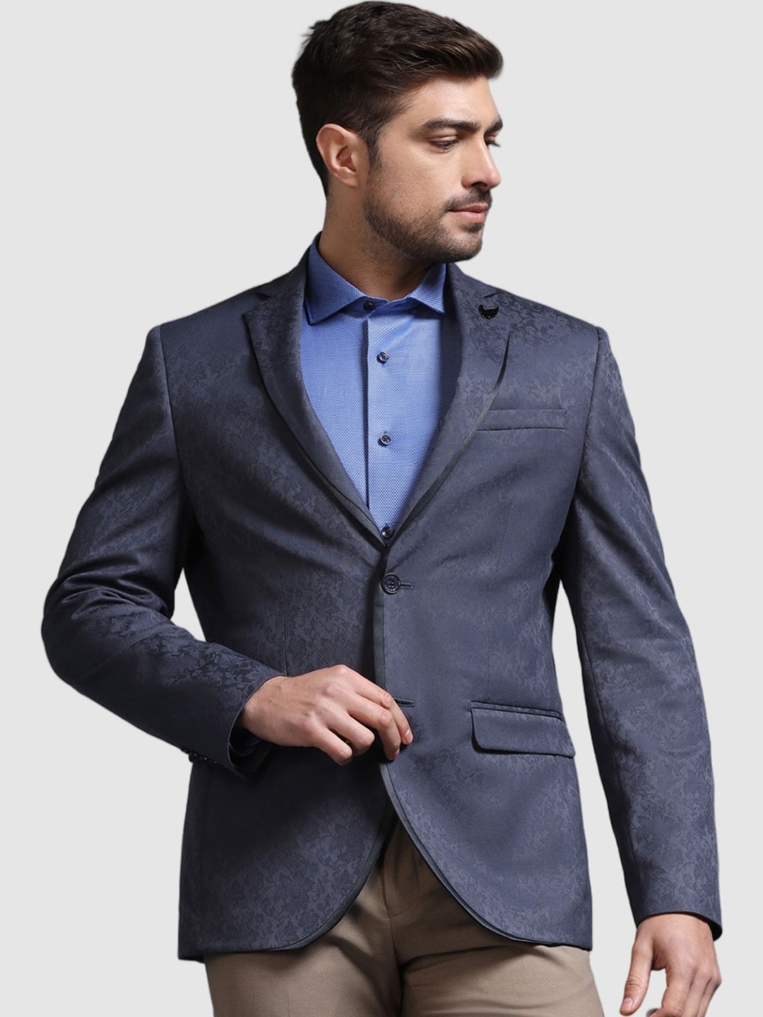 

Blackberrys Shawl Collar Long Sleeves Slim-Fit Single Breasted Blazer, Navy blue