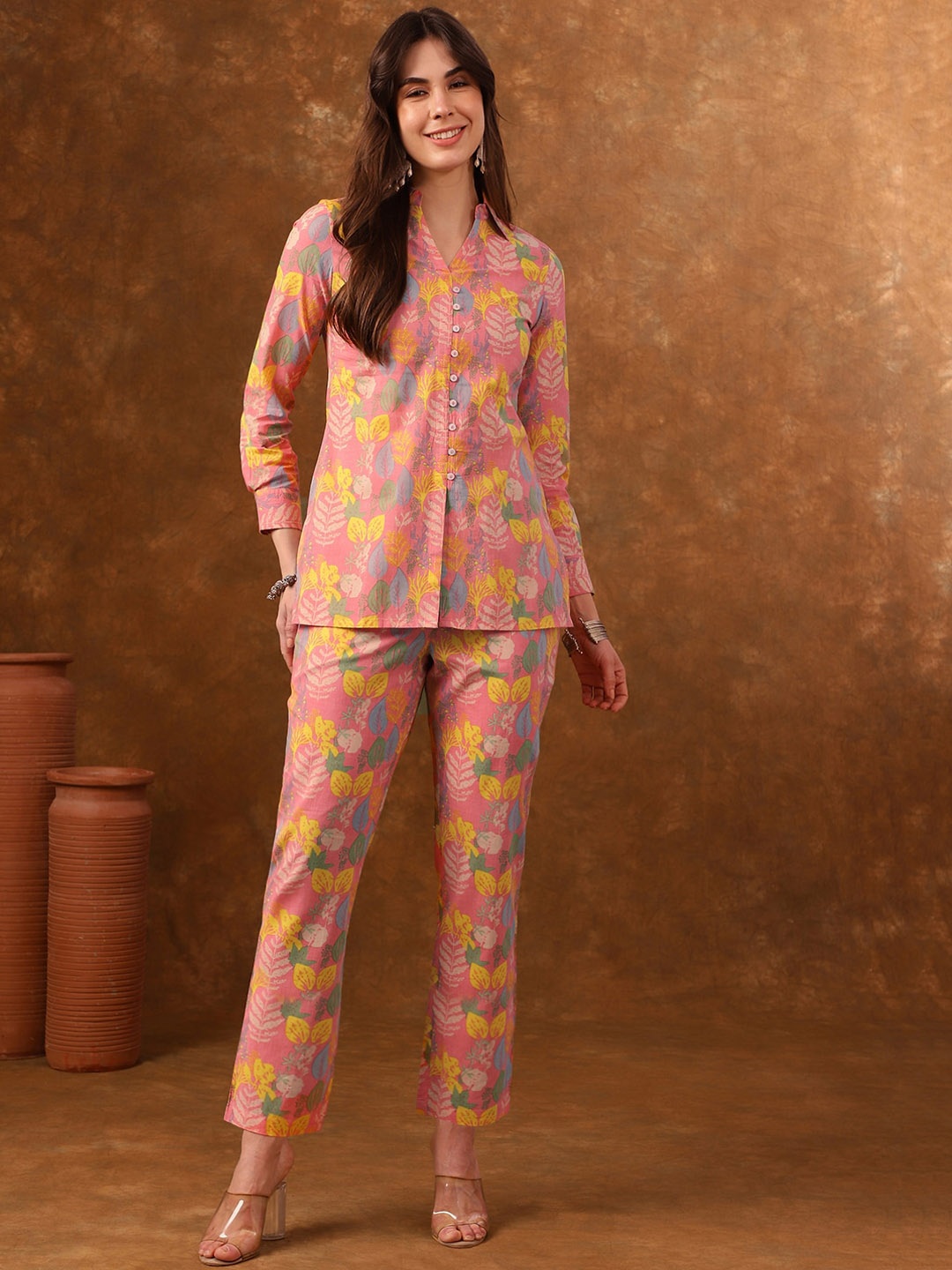 

Anouk Printed Pure Cotton Top with Trousers, Pink