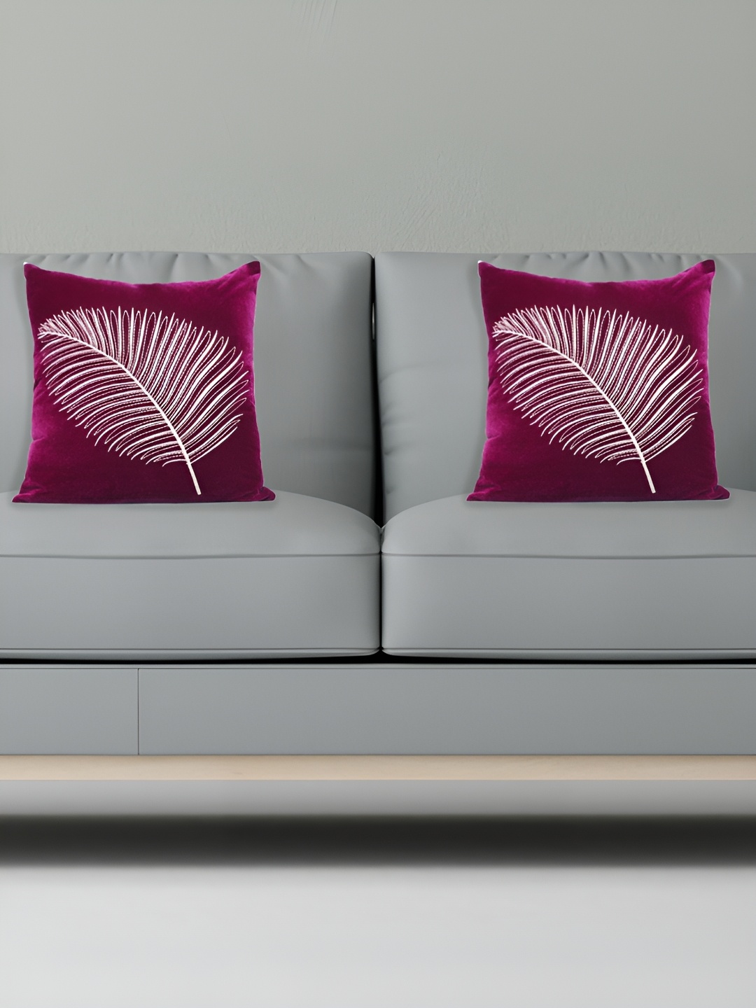 

Decoghar Purple & White 3 Pieces Floral Embroidered Square Cushion Covers