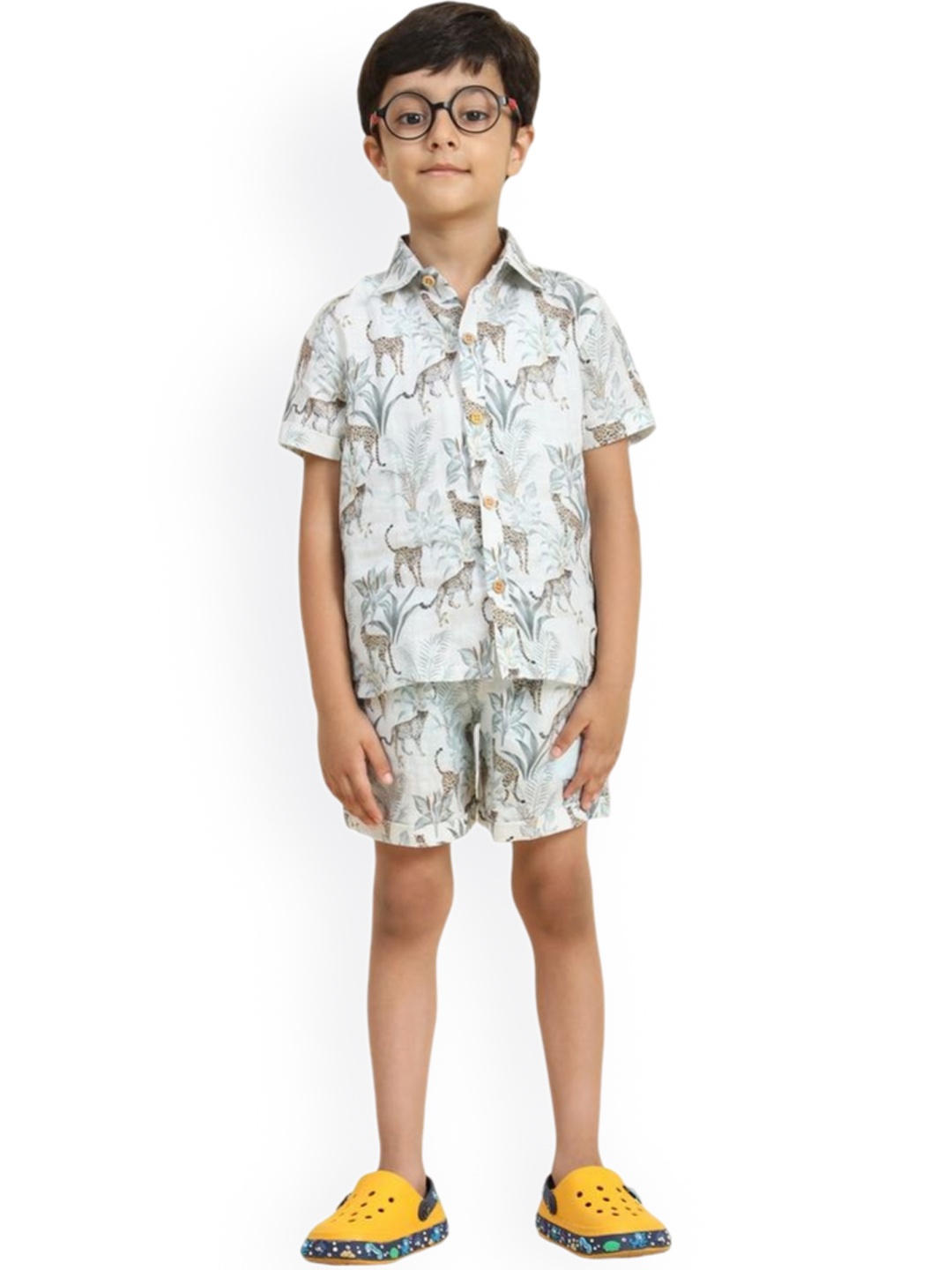 

BAESD Boys Printed Shirt With Shorts, White