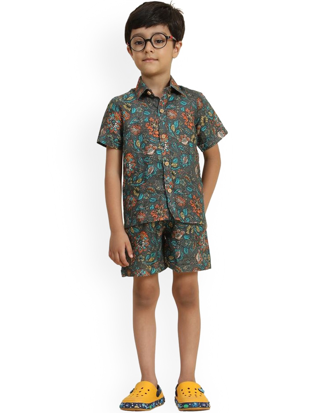 

BAESD Boys Printed Shirt & Short Clothing Set, Black