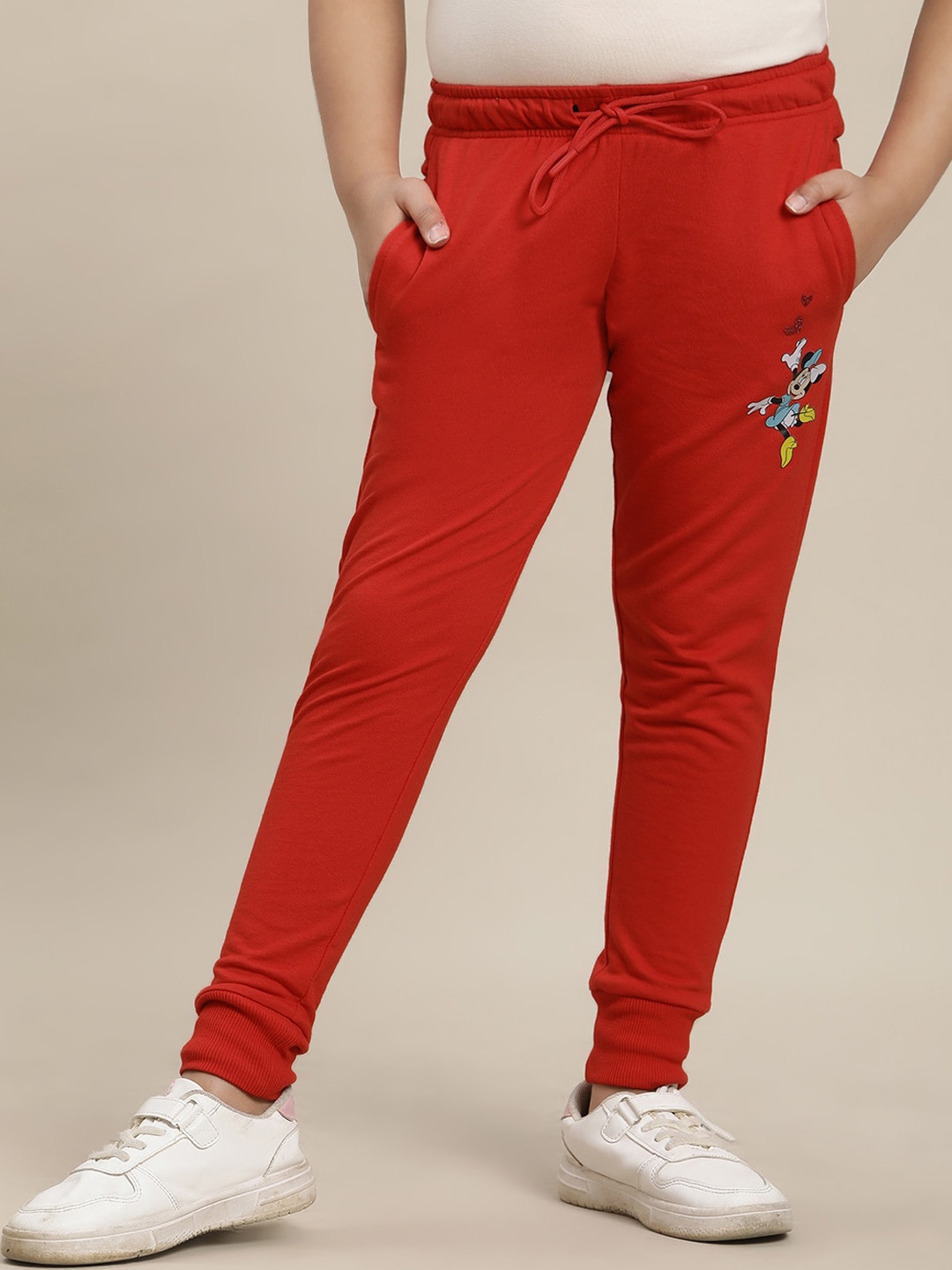 

Kids Ville Girls Mickey & Friends Printed Joggers, Red