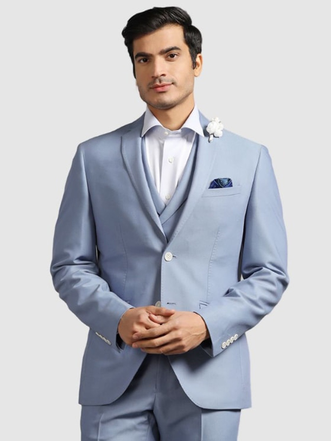 

Blackberrys Slim-Fit Single-Breasted 4 Piece Formal Suits, Blue