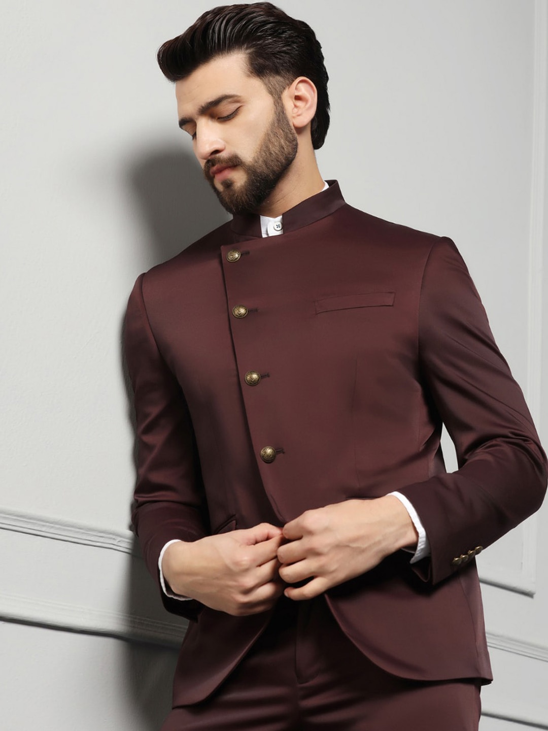

Blackberrys Slim-Fit Single-Breasted Two-Piece Formal Suit, Brown