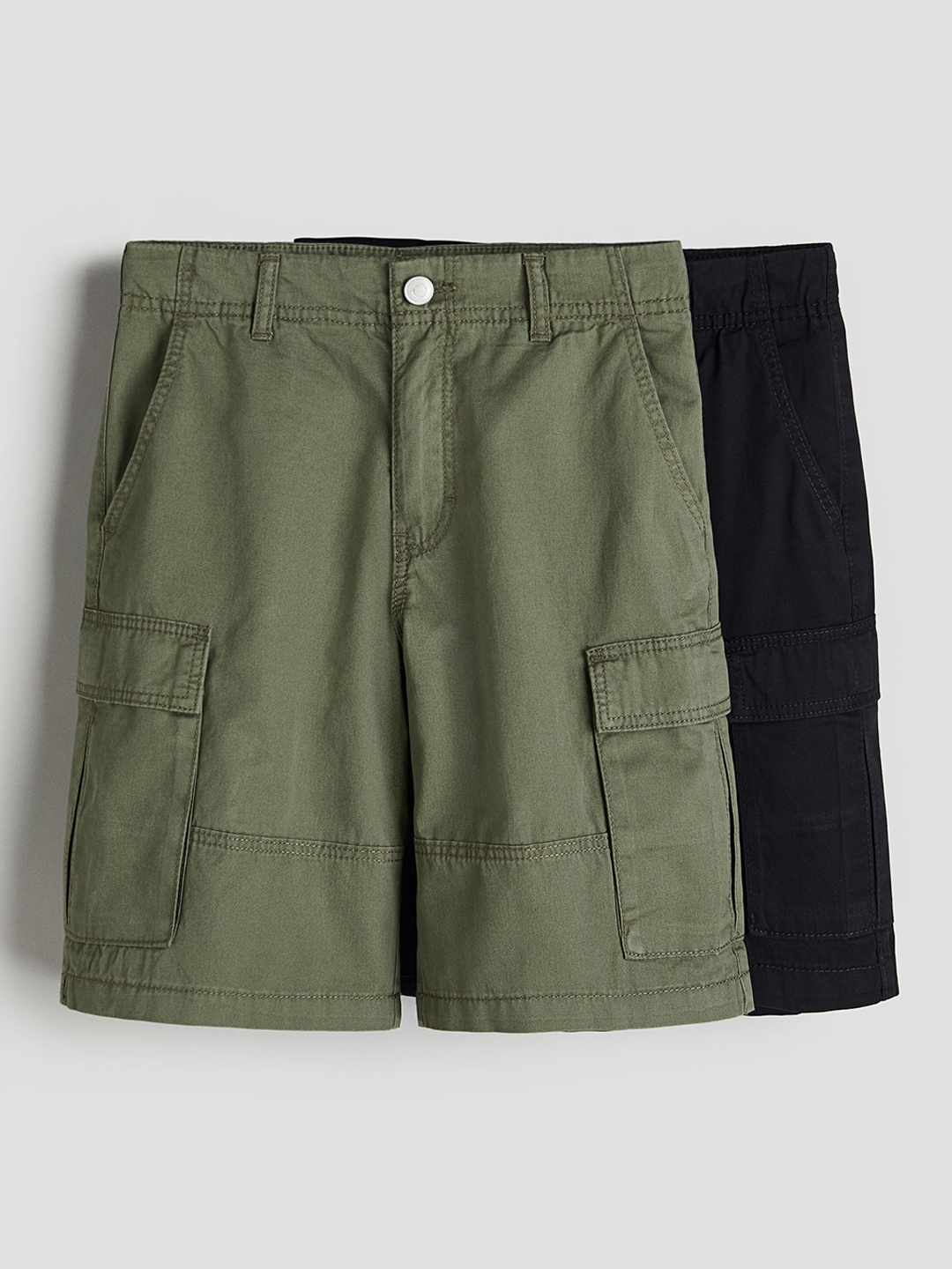 

H&M Boys 2-Pack Cotton Cargo Shorts, Green