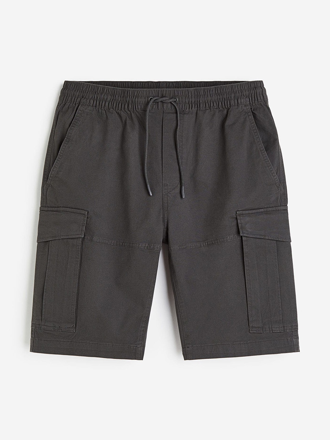 

H&M Men Regular Fit Twill Cargo Shorts, Grey