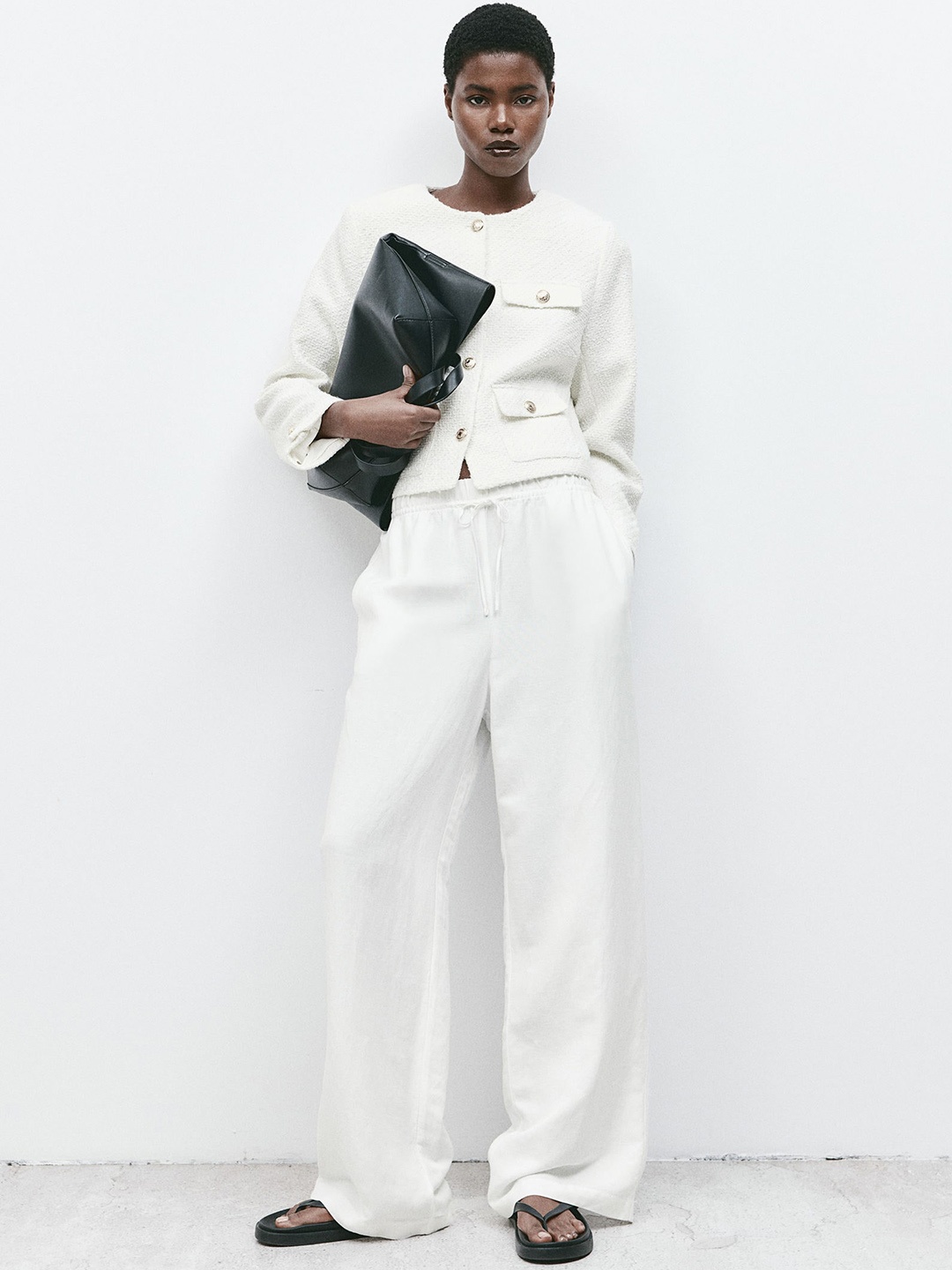 

H&M Textured-Weave Jacket, White