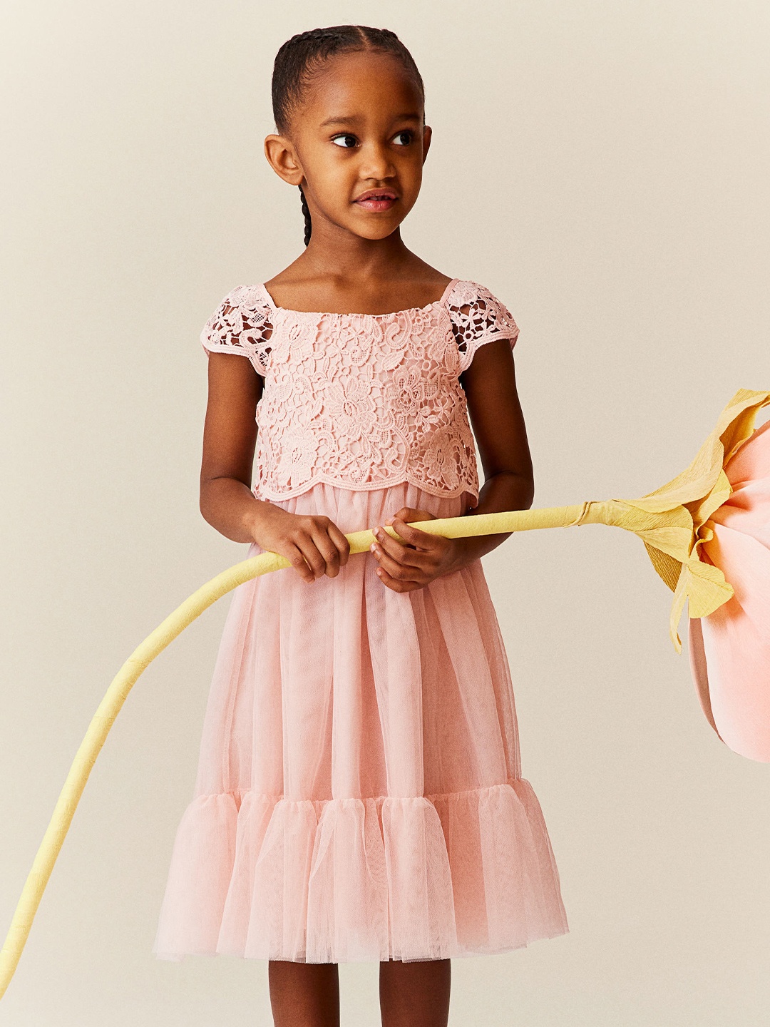 

H&M Girls Lace and Tulle Dress, Pink