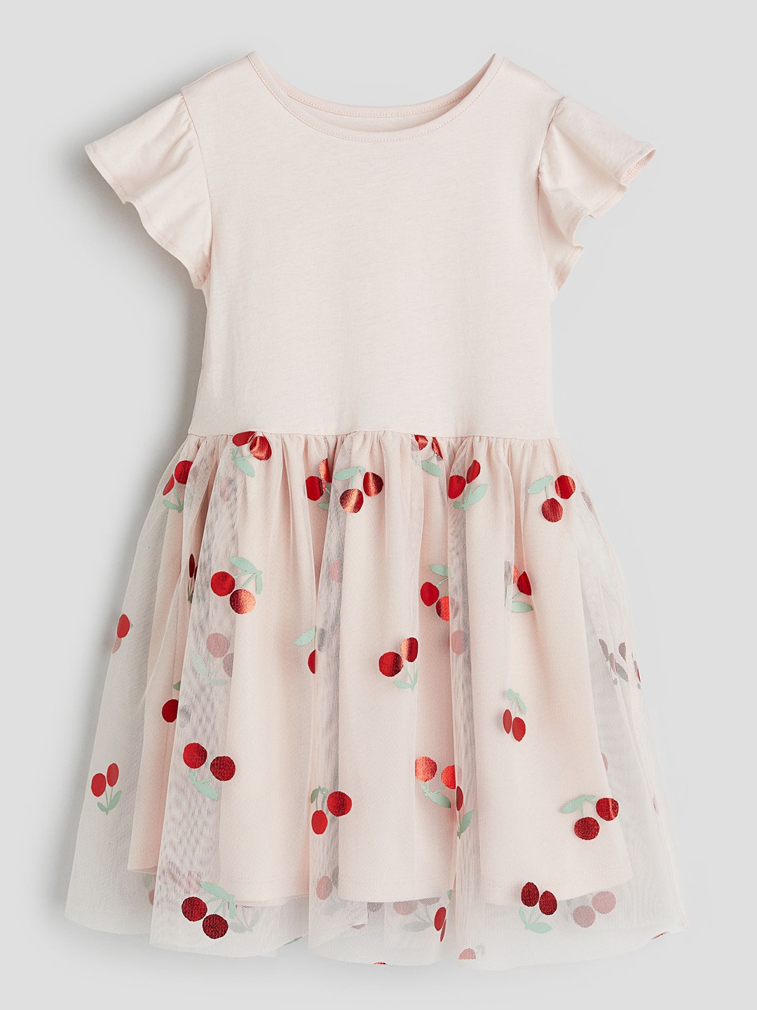 

H&M Girls Pure Cotton Tulle-Skirt Jersey Dress, Pink