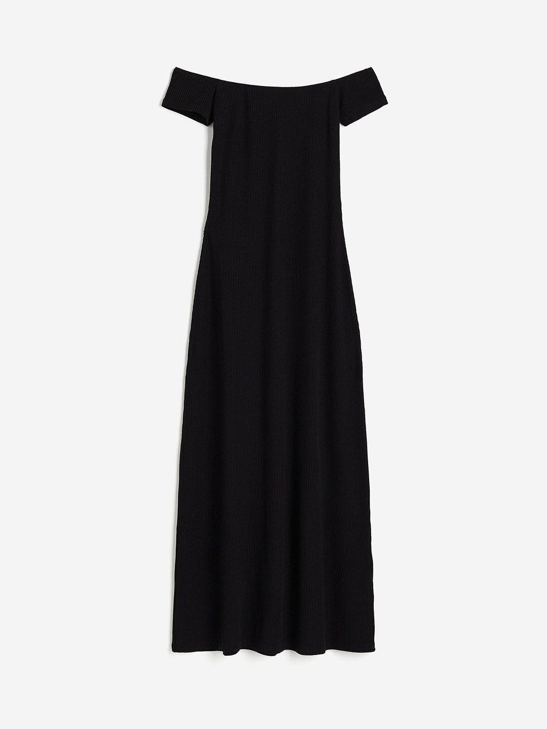 

H&M Women Rib-Knit Off-The-Shoulder Dress, Black