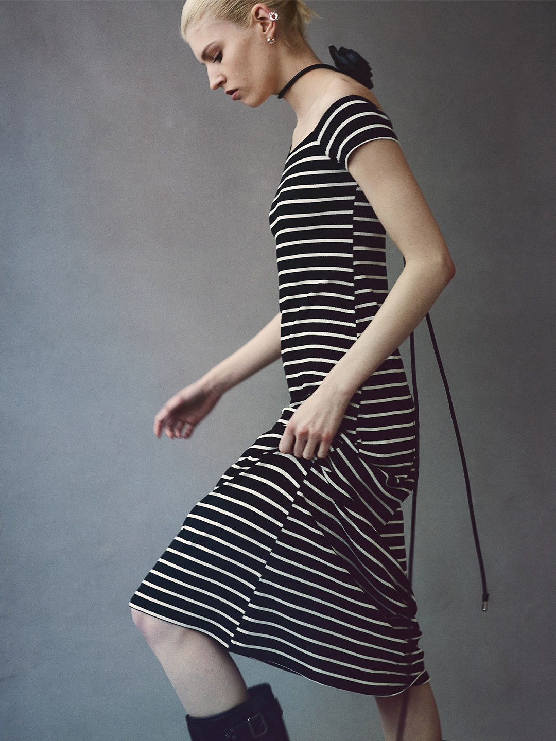 

H&M Rib-Knit Off-The-Shoulder Dress, Black