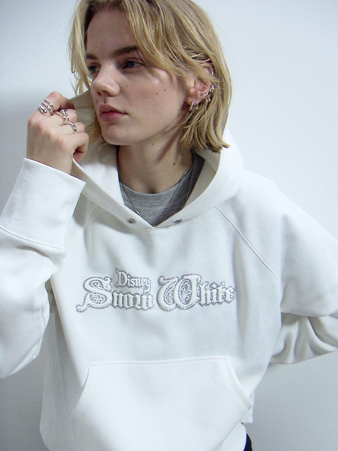 

H&M Oversized Motif-Detail Hoodie, White