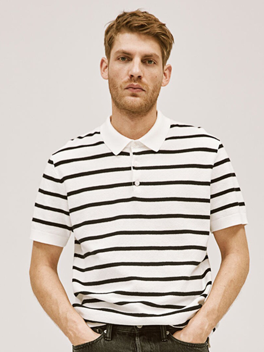 

H&M Cotton Regular Fit Polo Shirt, White