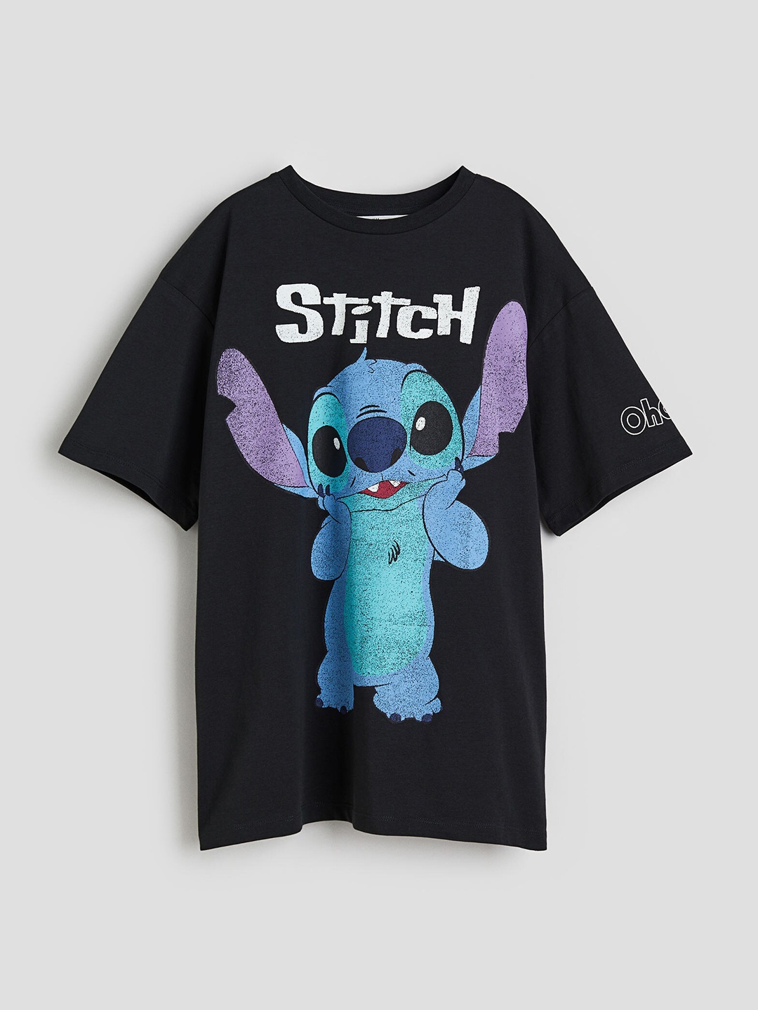 

H&M Girls Cotton Oversized Printed T-Shirt, Black