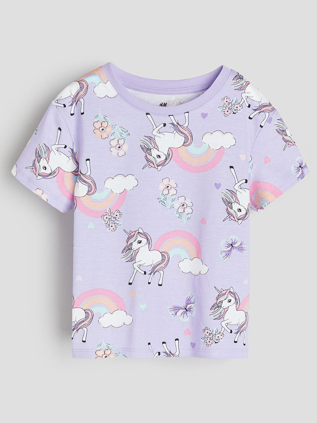 

H&M Girls Pure Cotton Printed T-shirt, Purple