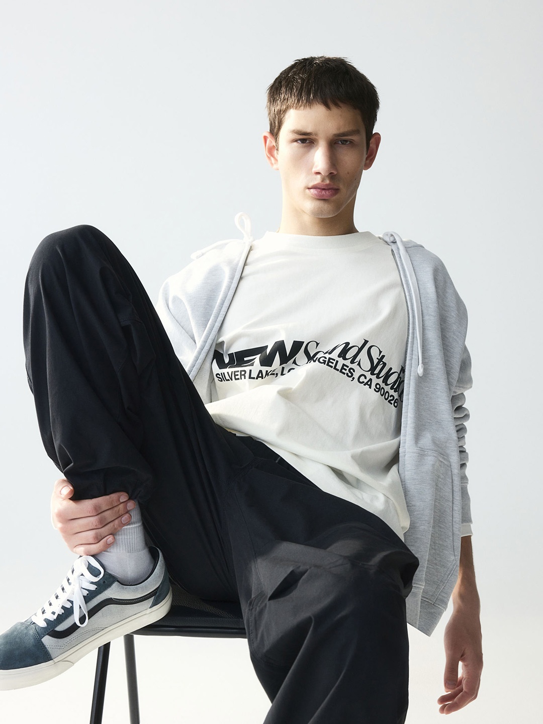 

H&M Cotton Oversized Fit Printed Jersey Top, White
