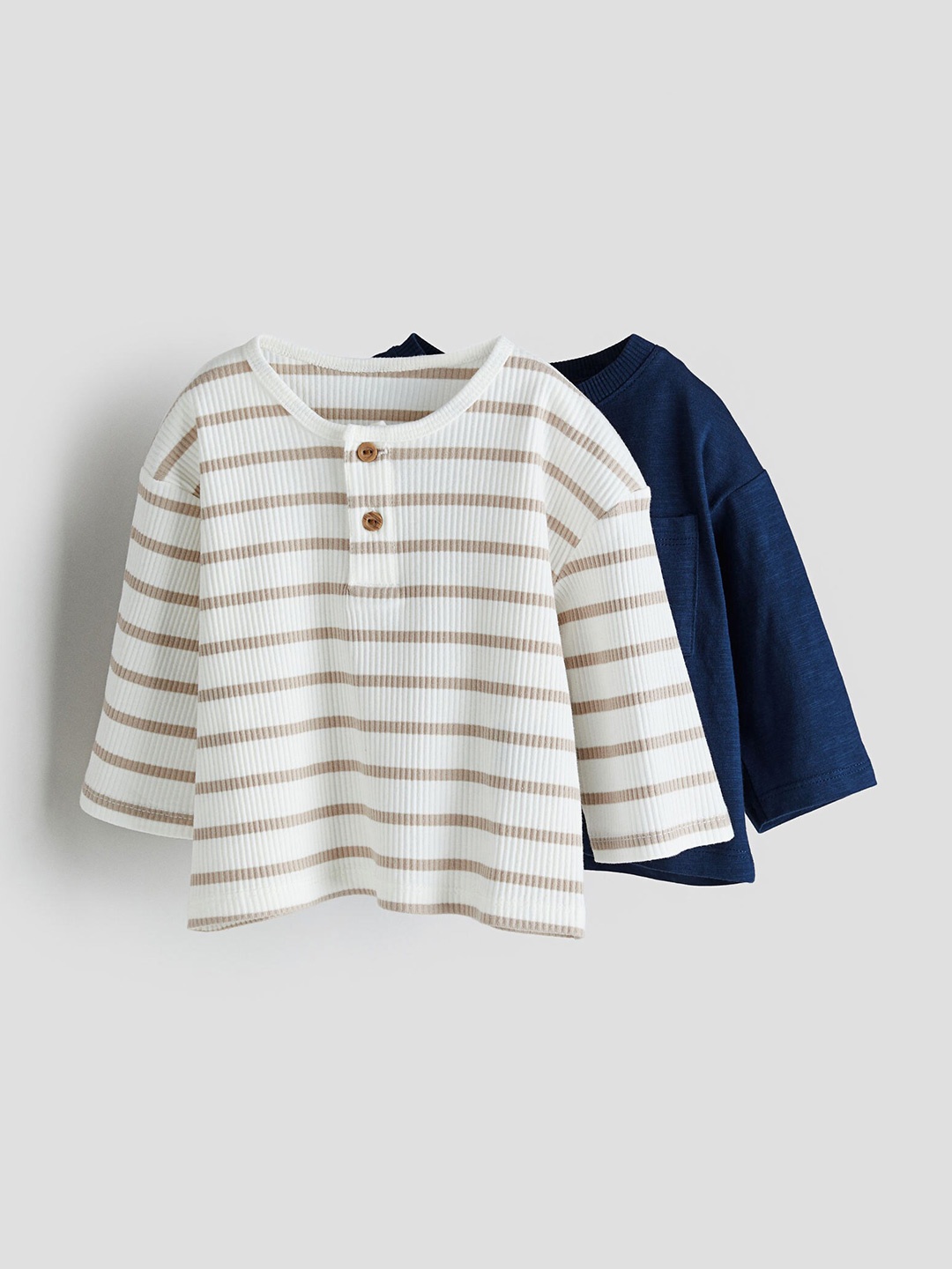 

H&M Boys 2-Pack Cotton Jersey Tops, Blue