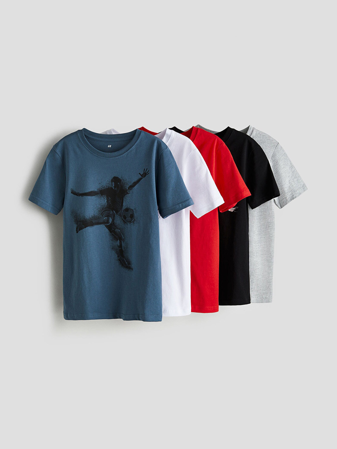 

H&M Boys 5-Pack Cotton T-shirts, Blue