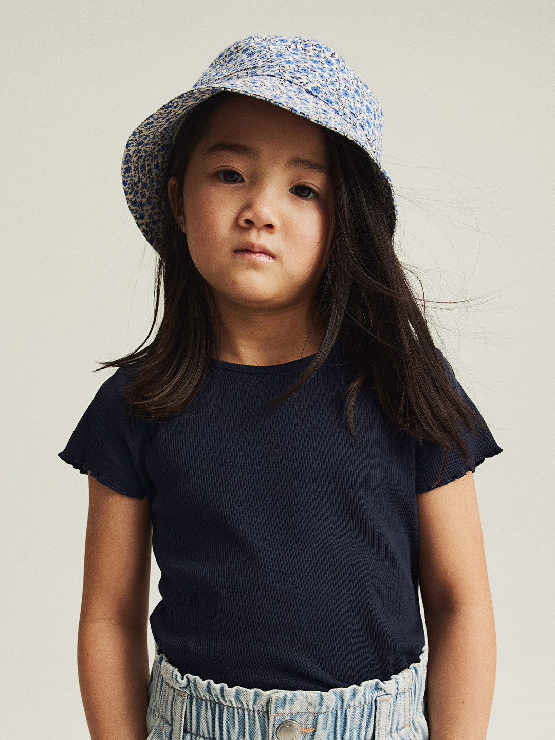 

H&M Girls Ribbed Jersey Top, Blue